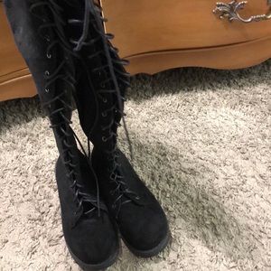 Over the knee lace up boots